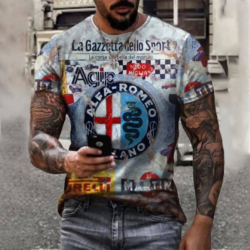 

Retro Men'S T-Shirt Short Sleeve Round Neck 3D Printed T-Shirt Fashion Loose Men'S T-Shirt Large Sports Personality Men'S Top