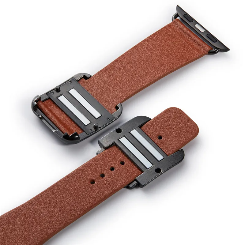 Leather strap for Apple watch 7 6 5 4 SE 45mm 40mm 44mm Modern style magnetic replacement strap for iwatch 3 38mm 42mm wristband