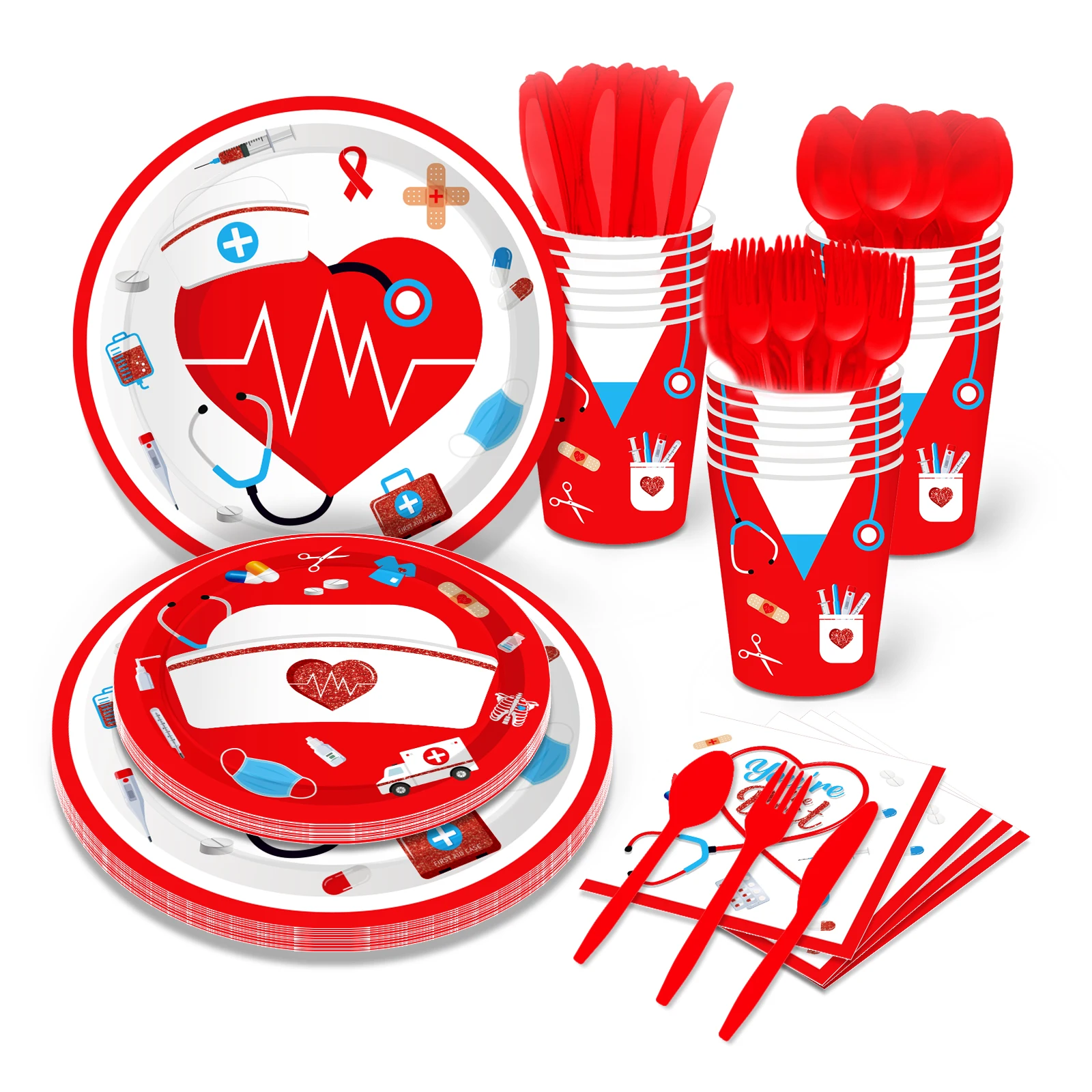 

International Nurses Day Birthday Party Paper Disposable Tableware Sets You're The Best Nurse Doctor Hospital Cups Napkins Decor