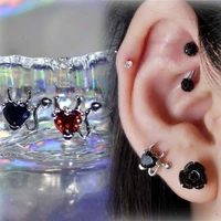 1pc stainless steel helix piercing devil cz ear piercing cartiage conch daith piercing earring body piercing jewelry 16g