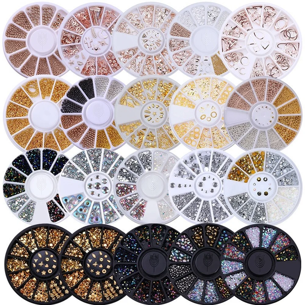 

Nail Ornaments Disc Box Flat Bottom Metal Ornaments Water Drill Rivet Nail Alloy Drill Nail Tool Metal Star Moon