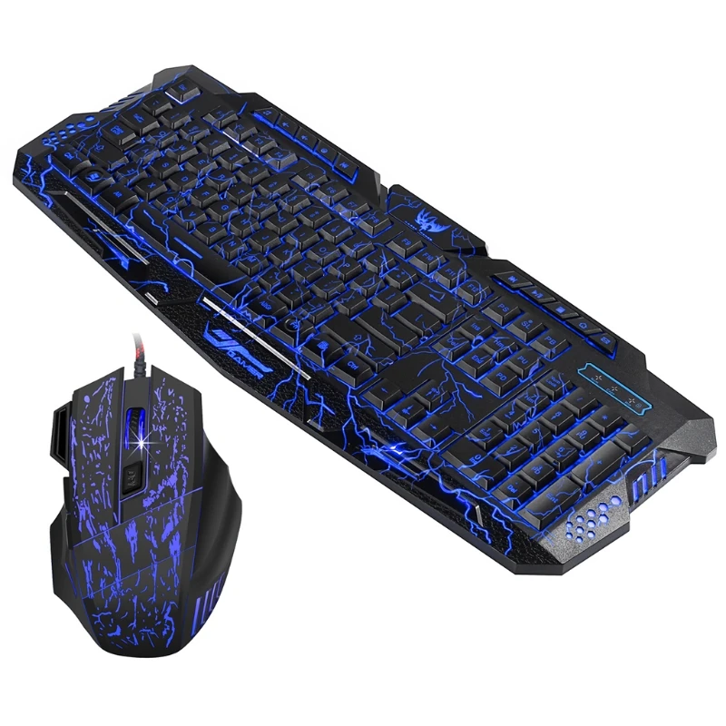 

J60 Colorful Backlit Wired Gaming Mouse Set Three-Color Keyboard USB Computer
