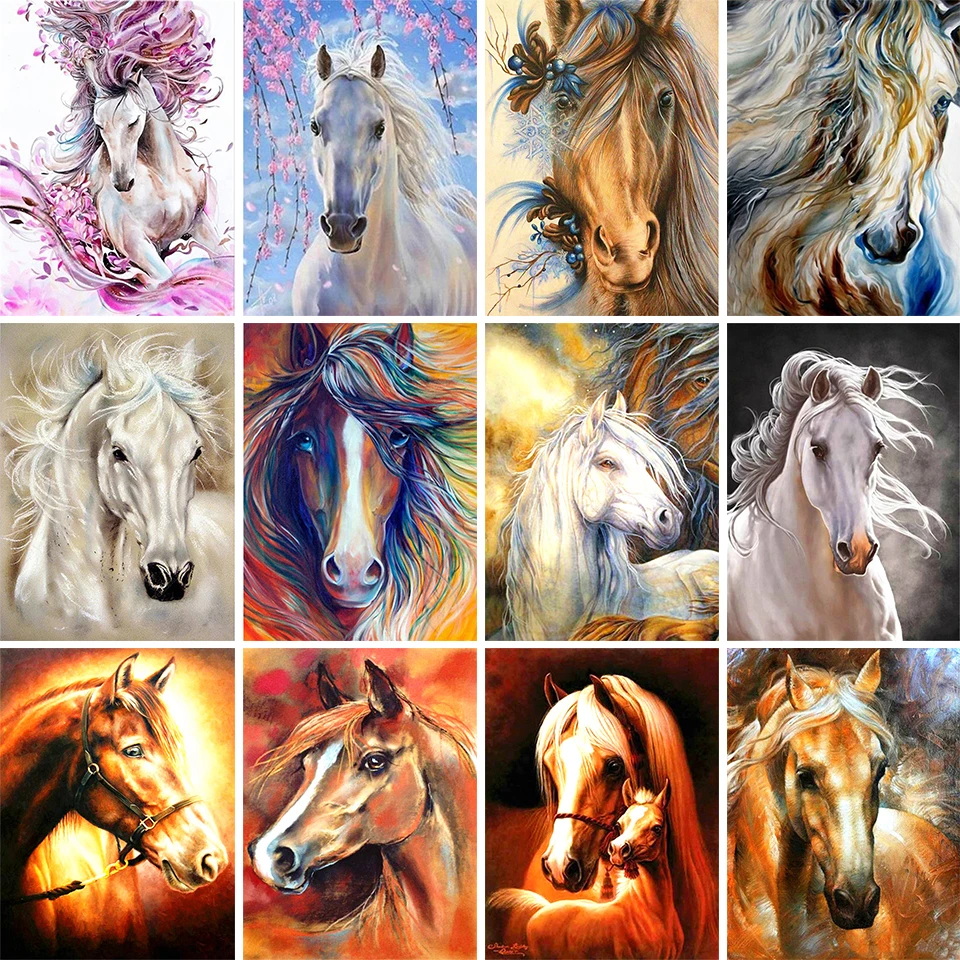 

5D DIY Diamond Painting Animal Horse Diamond Embroidery Picture Full Square/Round Rhinestone Inlaid Mosaic Home Decoration Gift