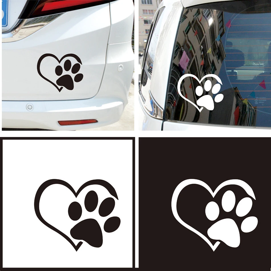 

Cute Dog Paw with Peach Heart Car Sticker Cartoon Animal Take Dog Cat Love Pet Car Sticker Car Decal Anime Car Accessories