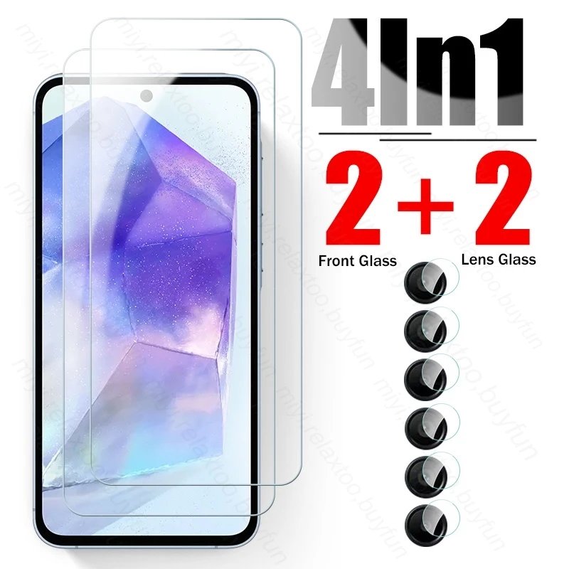 Защитное стекло для камеры 4 в 1 SamsungA55 A35 A25 A15 5G 2024 защитная пленка экрана чехол из