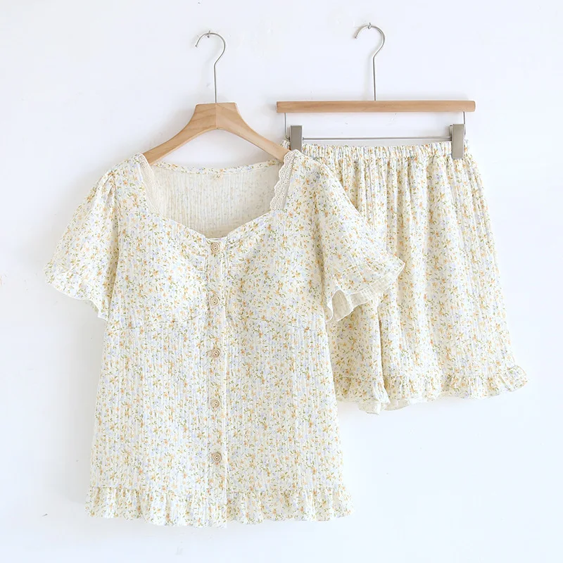 Вязаный комплект летние пижамы 2024 одежда для сна женская ночная рубашка новинка