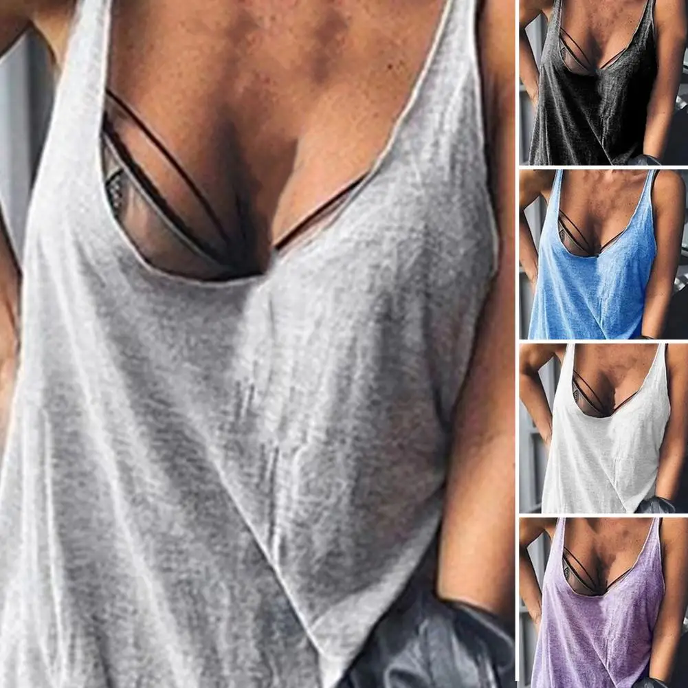 

Trendy Female Summer Pure Color Vest Simple T-shirt Thin Shrink Resistant