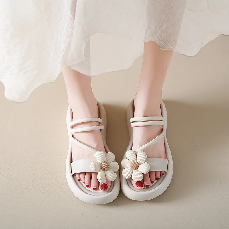 Женские летние сандалии CRLAYDK на платформе пляжные шлепанцы с открытым носком для