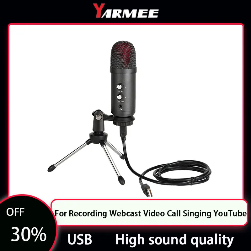 

Professional USB Computer Condenser Microphone Yarmee Kalaoke Mic Speaker for PC Recording Singing YouTube Gaming Podcast Studio