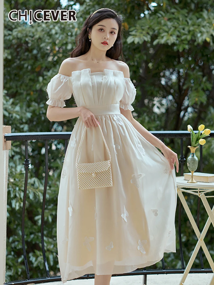 

Элегантное минималистичное платье GALCAUR для женщин, однотонное Кружевное платье миди с воротником-лодочкой и коротким рукавом, с высокой тал...