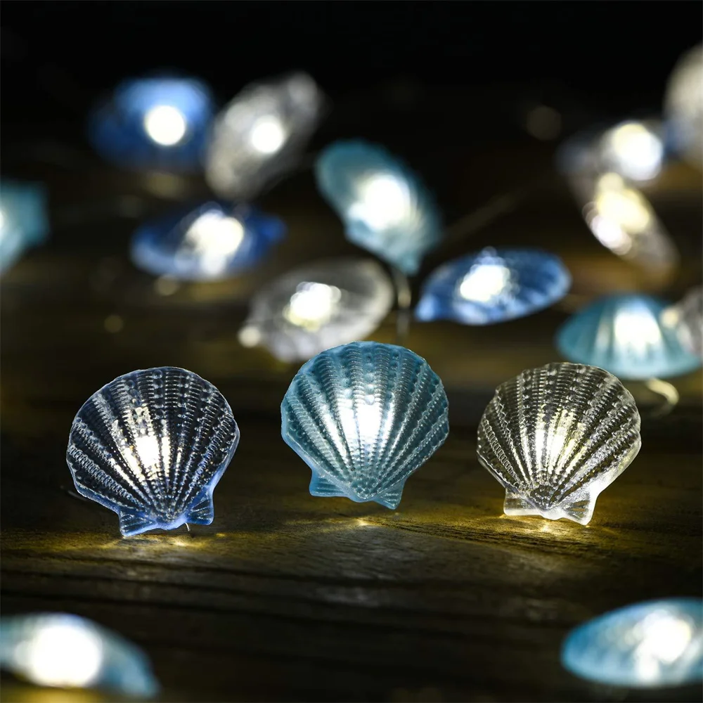 2M Ocean Theme Party Decoration Led String Lights Seahorse Shell Marine Battery String Lamp Birthday Party Home Decor Kids Toy images - 6