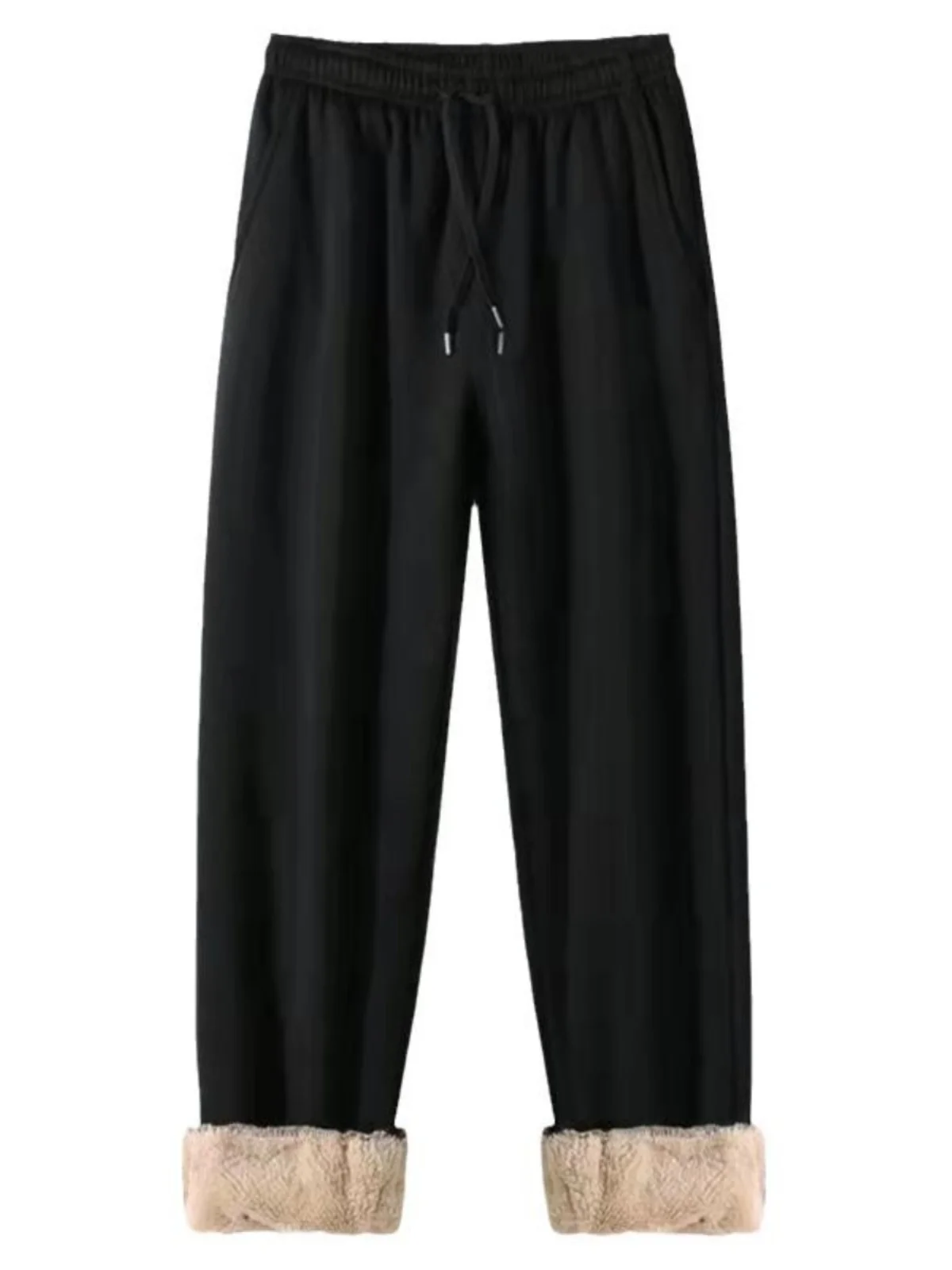 Winter Men's Fleece-lined Fat Brother Commuting Pants Plus size Business Loose Warm Berber Fleece Ankle-Tied Pant... |