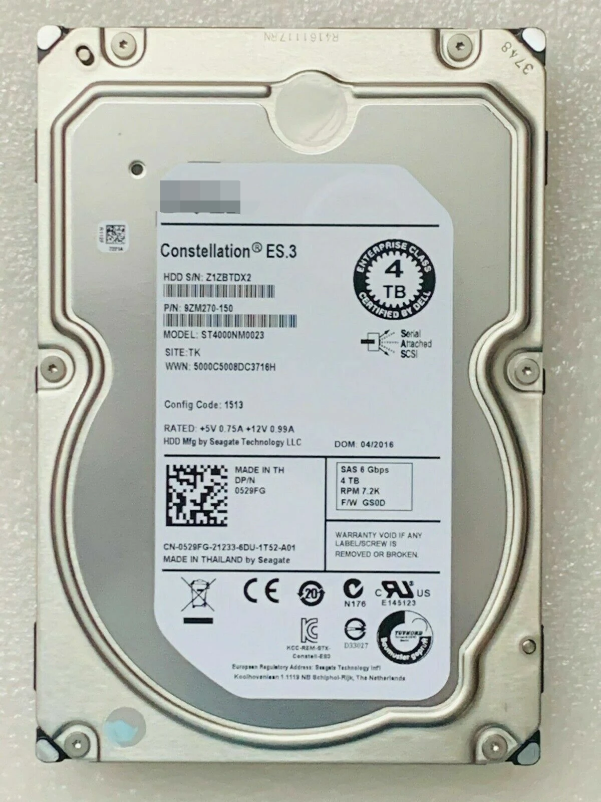 

Жесткий диск SAS HDD для Dell 529FG ST4000NM0023 4 ТБ 7,2 K 6G 128 МБ кэш 3,5"