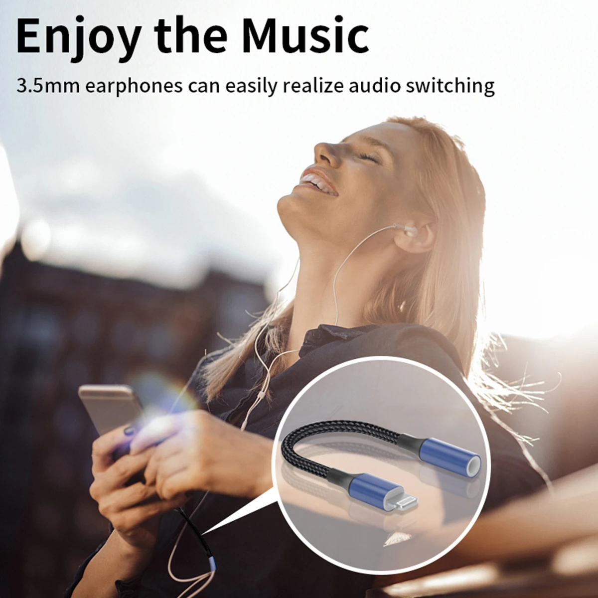 MFI Lightning to 3.5 mm Headphone Adapter for iPhone Jack AUX Cable Audio Splitter Converter for iPhone 13 12 11 X XS XR 8 7