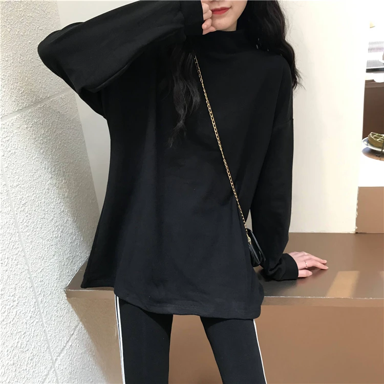 

6432 Fall/winter 2022 new loose solid color inner thickened warm and velvet Sweatshirts