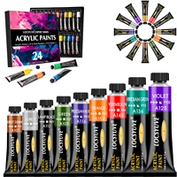locsyuve premium quality acrylic paint set 24 colors acrylic paint 0 74oz 22ml safe for kids adults perfect kit for beginner