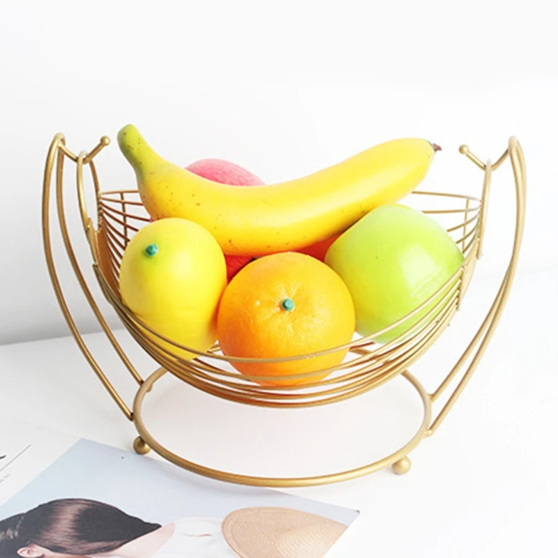 

Creative Hammock Shaped Fruit Vegetable Basket Woven Iron Wire Hollow Desktop