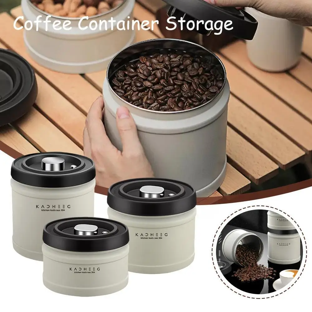 

750/1100/1600ML Stainless Steel Airtight Coffee Container Storage Canister Jar Food Organizer Sealed Kitchen Vacuum Box Bean Can