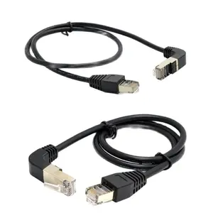 Elbow Down Angled Cat5e 8P8C STP Cat5 Cat 5e RJ45 Lan Ethernet Network Patch Cord To Straight Cable Angled RJ45 0.5m 1m 2m 3m 5m