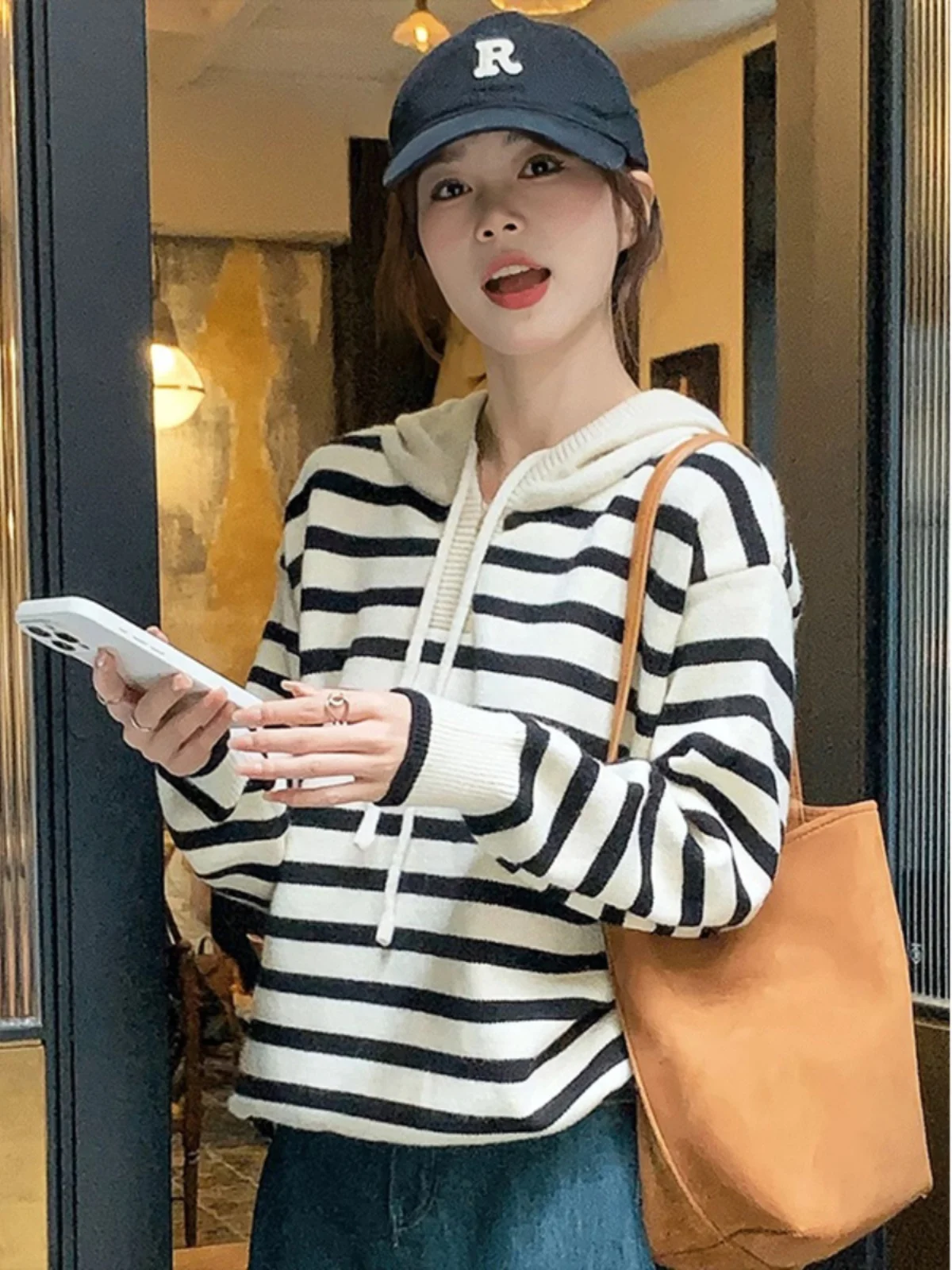 Свитер с капюшоном женский осенне-зимний свитер 2024 новая корейская серия