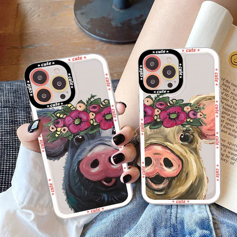

Cute Pink Pig Cartoon Phone Case for iPhone 11 12 13 Mini Pro Max 14 Pro Max Case shell