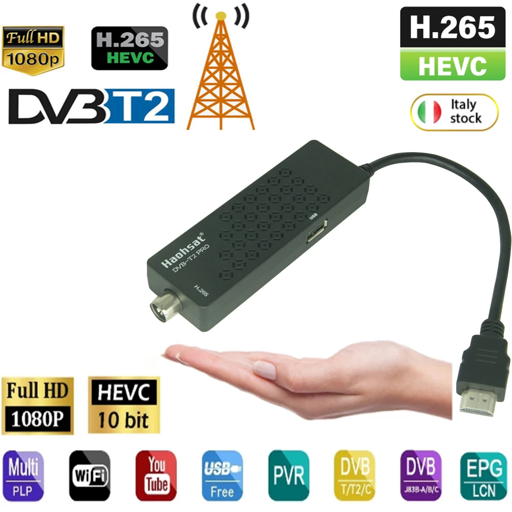 

Haohsat DVB-T2PRO 4K TV Stick Digital DVB T2 Italy Russia USB WIFI 1080p TV 4K Stick Hevc 10Bit H.265 TV Stick