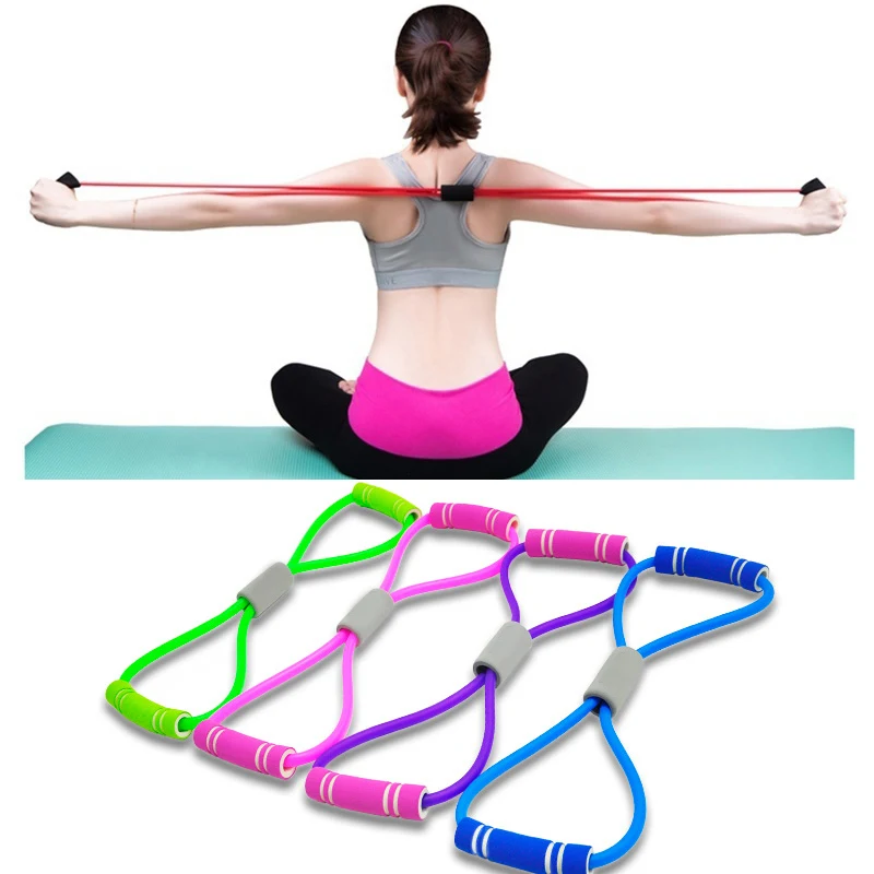 

Hot Yoga Gum Fitness Resistance 8 Word Chest Expander Rope Workout Muscle Trainning Rubber Elastic Bands for Sports Exercise