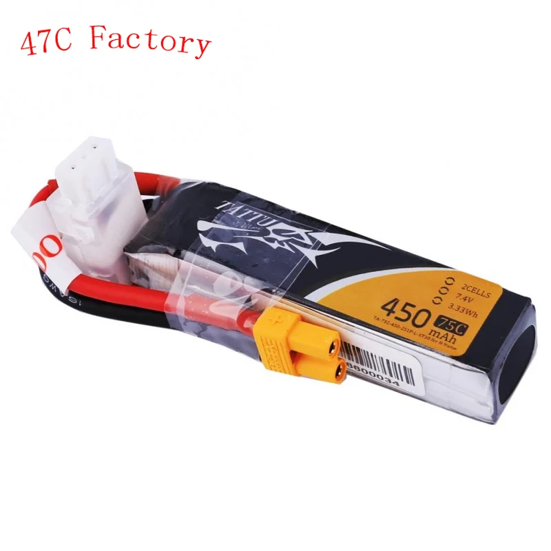 

TATTU LiPo Battery 450mAh 75C 2S 7.4V 3S 11.1V 4S 14.8V With XT30 Plug Battey For RC FPV Racing Drone