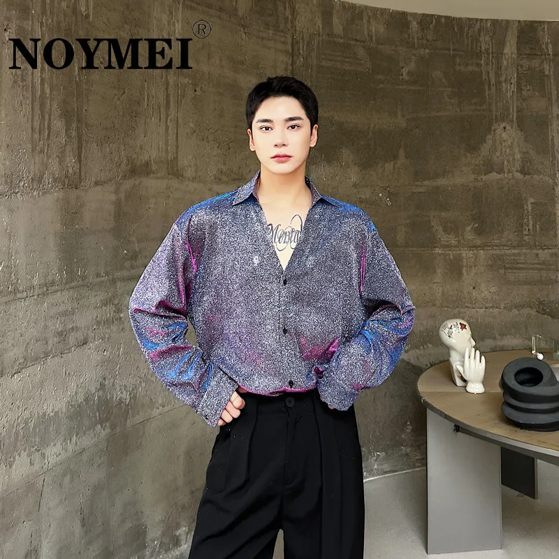 Блестящая рубашка NOYMEI с длинным рукавом и лазерным изменением цвета