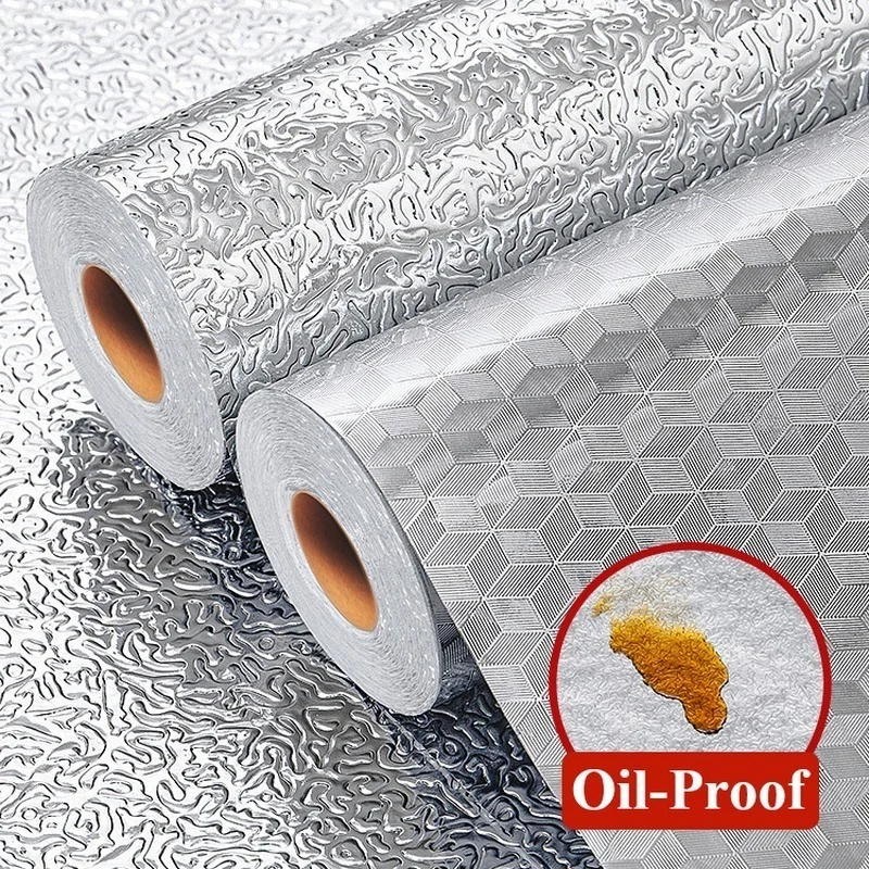 

Thick Kitchen Oil-proof Waterproof Stickers Aluminum Foil Kitchen Cabinet Stove Drawer Self Adhesive Wall Sticker DIY Wallpapers