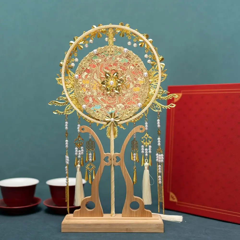 Элегантный веер в китайском стиле для свадебной группы с узором Феникса Xiuhe