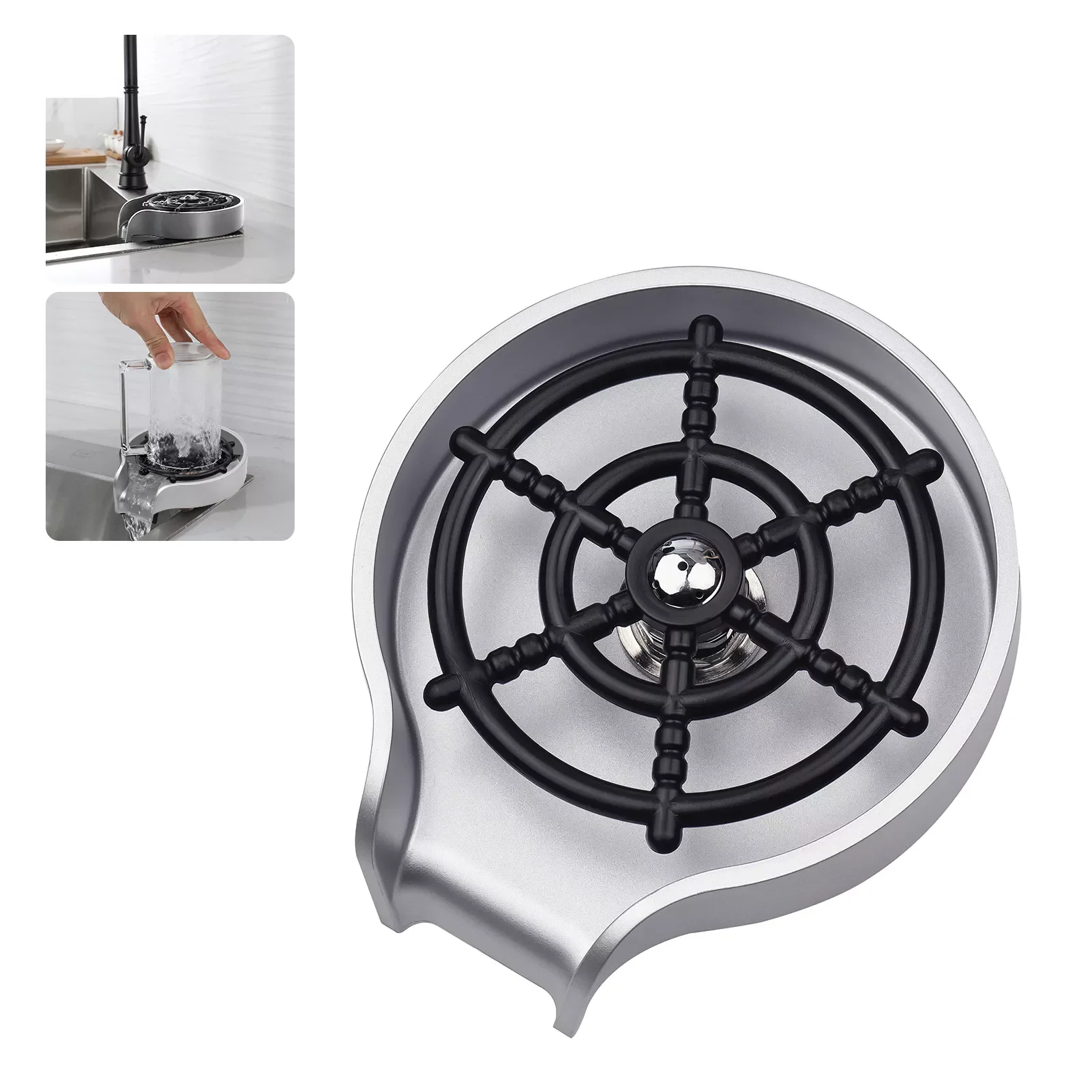 

NEW2023 New Kitchen Sink Glass Washer Metal Brushed Nickel Cup Washer Faucet Cup Washer Cleaner Kitchen Sink Bottle Washer for B