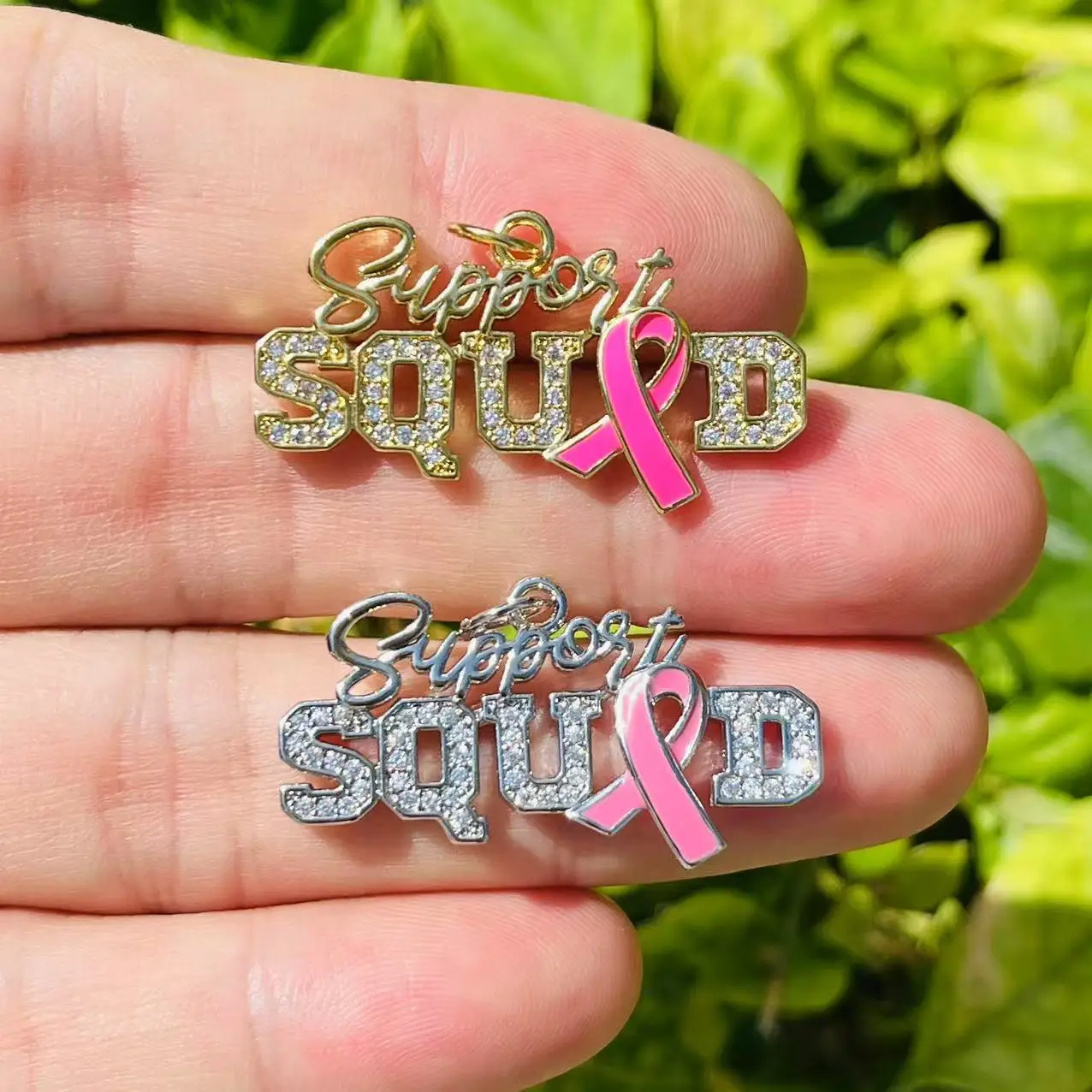 5 шт./лот розовая лента с цирконием поддержка отряд подвески для осведомленности