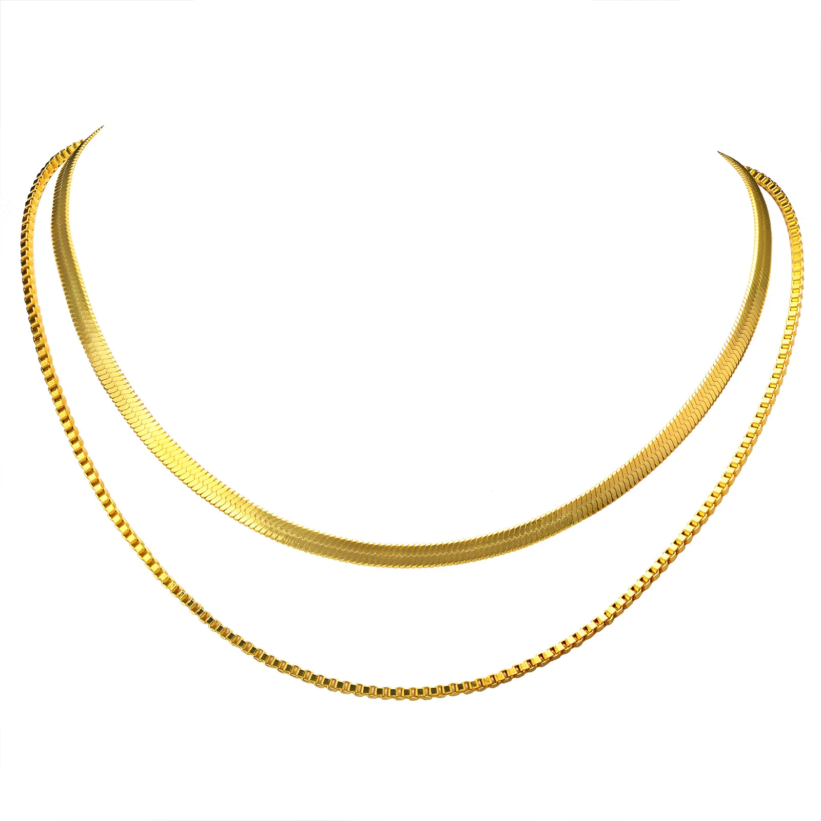 Позолоченное штабелируемое ожерелье &quotелочка&quot многослойное из нержавеющей