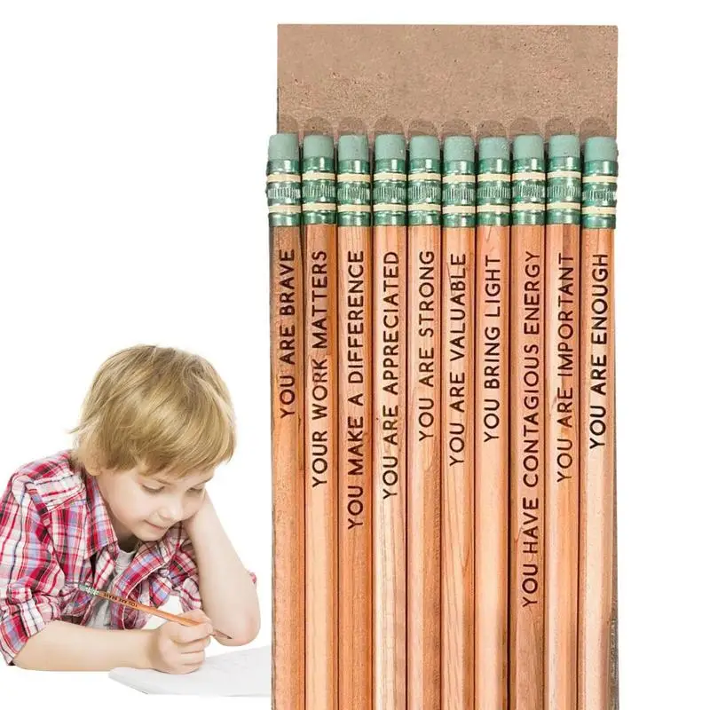 

Motivational Pencils Back To School Pencils 10 Pcs Wood Fun Positive Pencils With Inspiring Words Sayings For Students