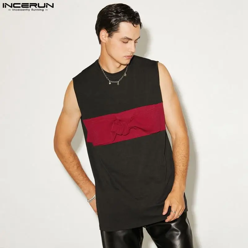 

Повседневный мужской жилет с принтом без рукавов, Майки в стиле пэчворк, красивые облегающие строченные цветные жилеты, топы 2022