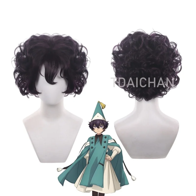 Фото Парик для косплея Witch Hat Atelier Agott Akrome Coco, черно-фиолетовый, кудрявый, короткий, для Хэллоуина, аниме-костюмов, в комплекте шапочка для парика №2