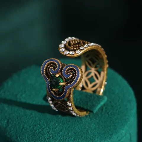 LOVE GREEN LIVE GREEN Винтажное голубое кольцо из меди