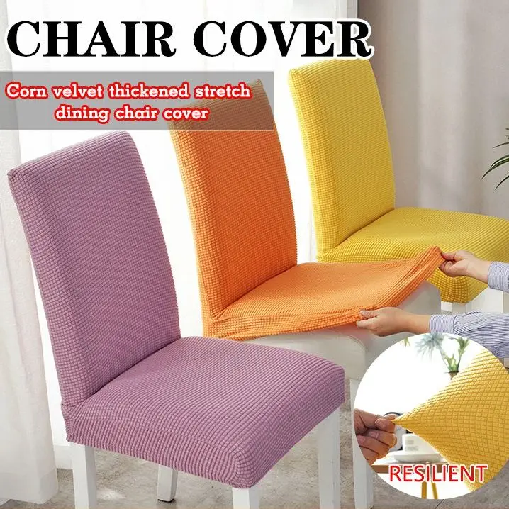 

2pcs Non slip Corn velvet stretch dining chair cover Elastic Dining Seat Cover