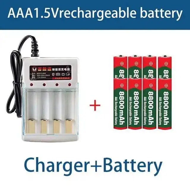

20 шт. AAA 8800 мАч перезаряжаемая батарея AAA 1,5 в 8800 мАч новая щелочная батарея + 1 шт. 4-элементное зарядное устройство