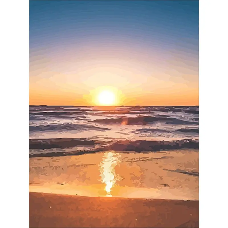 

GATYZTORY Frame Sunset Seascape Paint By Numbers For Adults Kids Handpainted Landscape Oil Painting Canvas Drawing DIY Gift