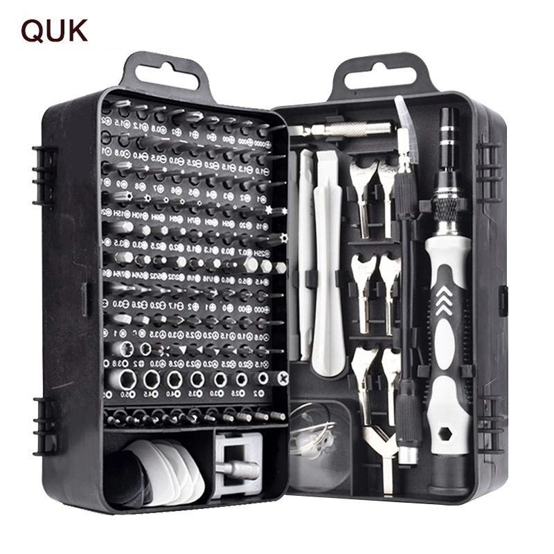 

QUK Precision Screwdriver 135 In 1 Set Magnetic Mini Screw Nuts Bits Phillips Hex Torx Multifunction Household Repair Tools Kit