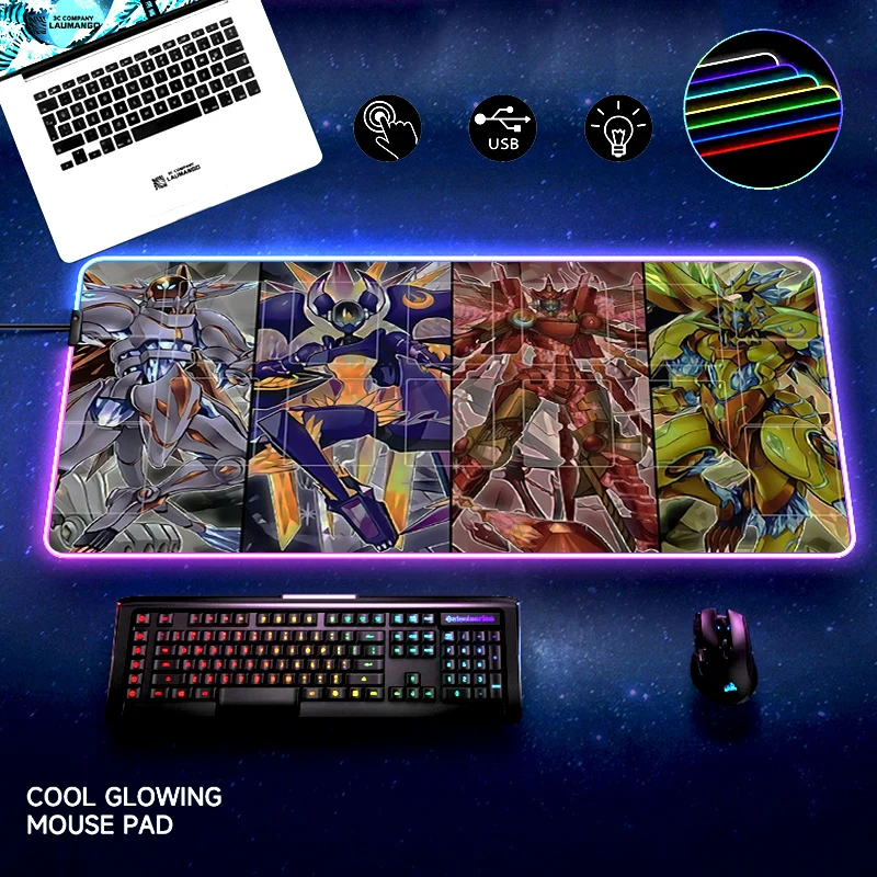 

RGB Yu Gi Oh Cards Xxl Gaming Mouse Pad Pc Computers Compute Gamer Mousepad Backlit Mat Backlight Keyboard Large Table Mats Rug