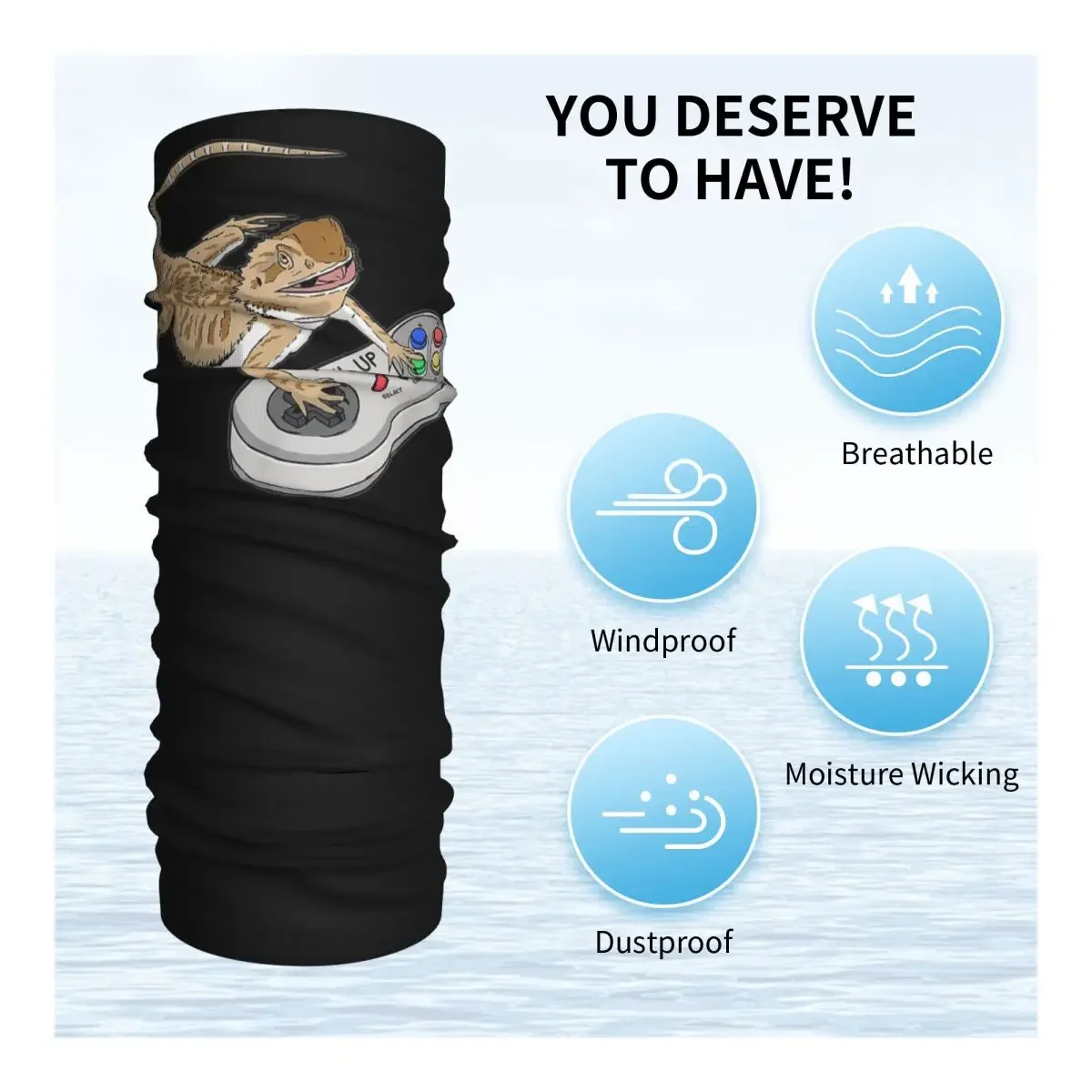 Gecko Love - бандана с улыбающимся чехлом маска на шею шарф принтом