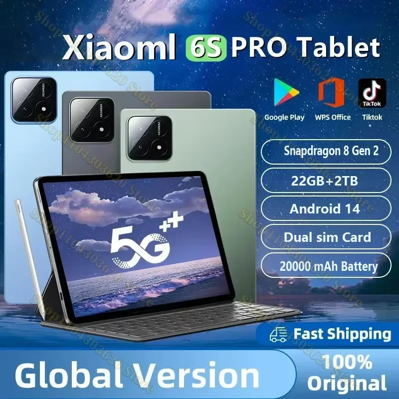 2025 Global Original Pad 6S Pro Планшет Android Snapdragon 8 Gen 2 11 дюймов 14 22 ГБ + ТБ HD-экран 5G Wi-Fi