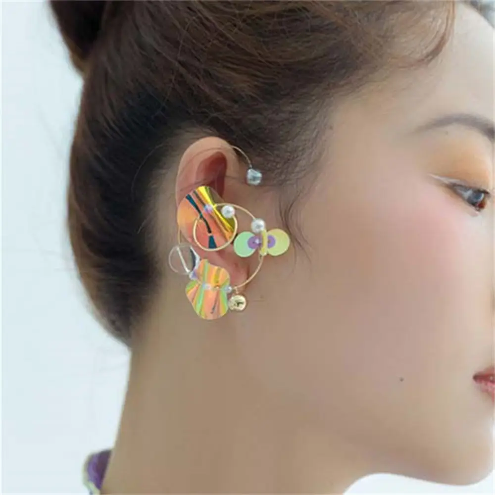 

GATTVICT Kpop Design Imitation Pearl Ear Clip Hoop Earrings For Women Fashion Korean Acrylic Non-Piercing Ear Cuff Jewelry New