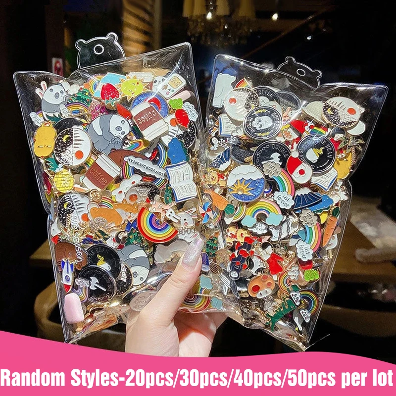 

20/ 30pcs Random Cute Badges Personalized Badge Pins Clothes Cartoon Metal Brooch Small Jewelry Decorative Collar Bag Accessory