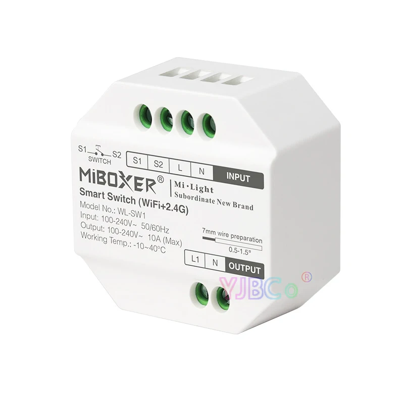 

Miboxer 2.4G WiFi Smart Switch on and off dimmer voice Alexa, Google Assistant/Tuya app control electrical equipment 110V-220V