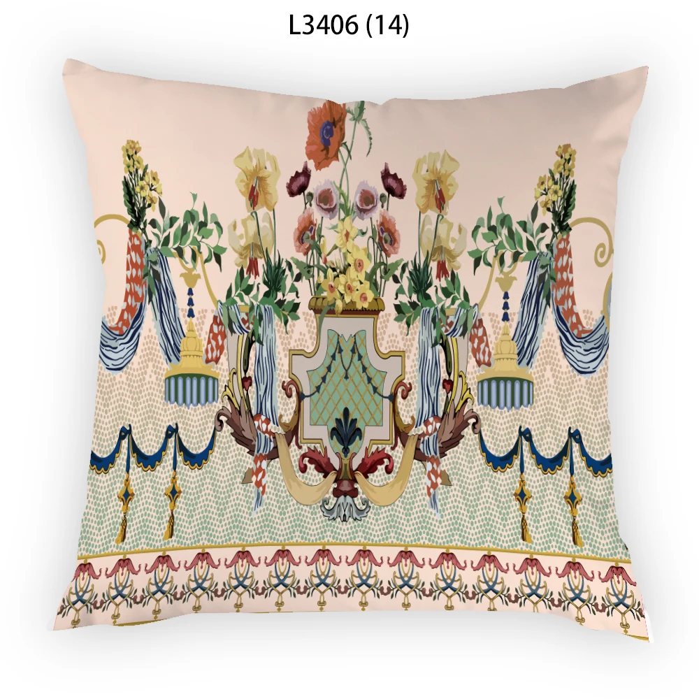 Красочная цветочная декоративная подушка в скандинавском стиле 45x45, бархатный домашний декор, цветок в стиле ретро, в стиле бохо, Осенний декор, не выцветает, E2098G