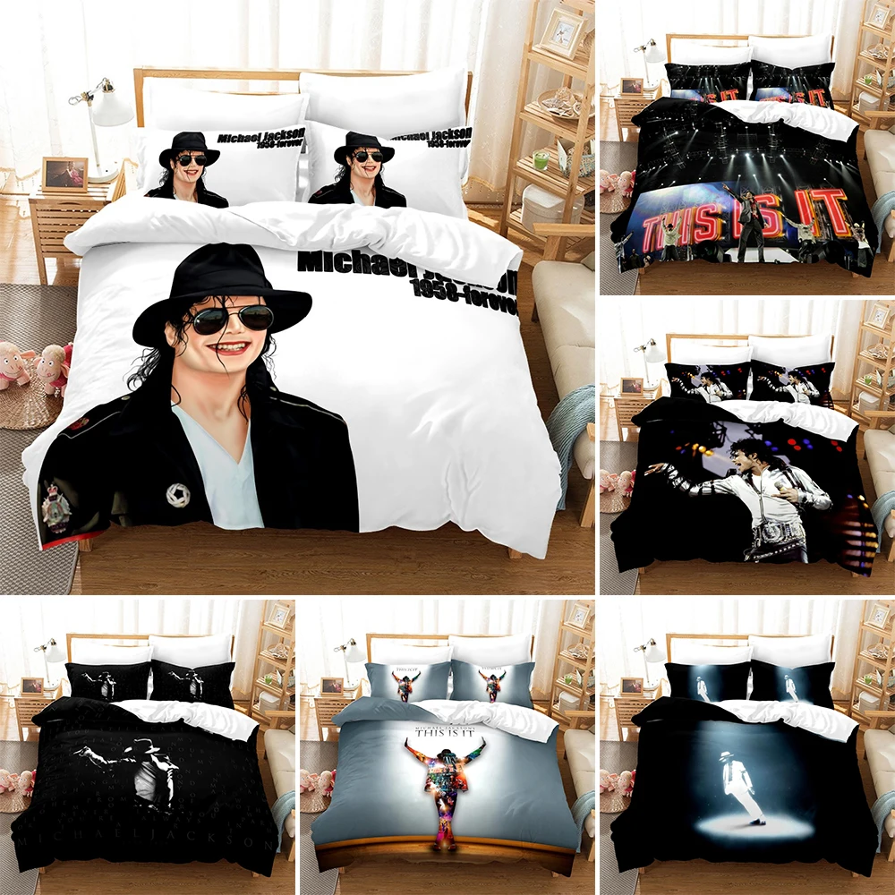 

3D Michael Jackson Print Duvet Cover Famous Singer Bedding Set Adults Quilt/Comforter Cover 2/3pcs Queen King Size Bedclothes